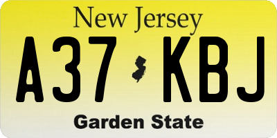 NJ license plate A37KBJ
