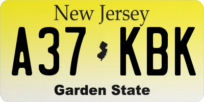 NJ license plate A37KBK
