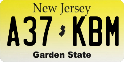 NJ license plate A37KBM