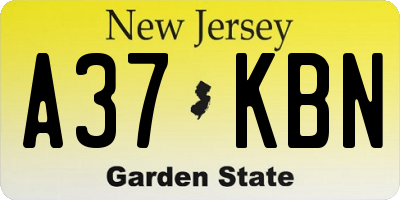 NJ license plate A37KBN