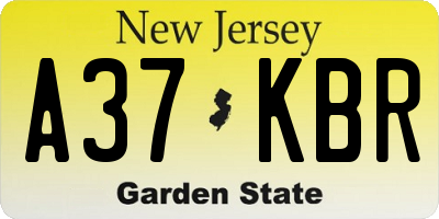 NJ license plate A37KBR