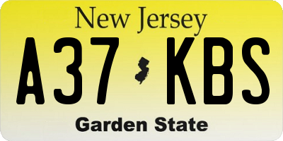 NJ license plate A37KBS