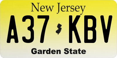 NJ license plate A37KBV