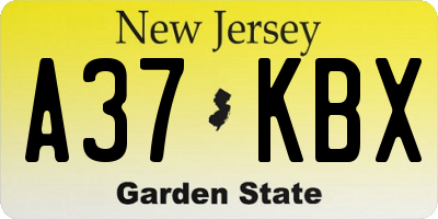 NJ license plate A37KBX