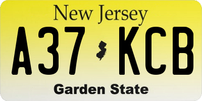 NJ license plate A37KCB