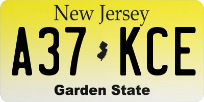 NJ license plate A37KCE