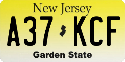 NJ license plate A37KCF