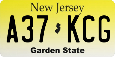 NJ license plate A37KCG
