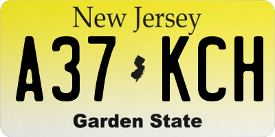 NJ license plate A37KCH
