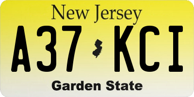 NJ license plate A37KCI