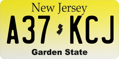 NJ license plate A37KCJ