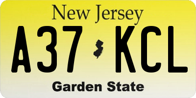 NJ license plate A37KCL