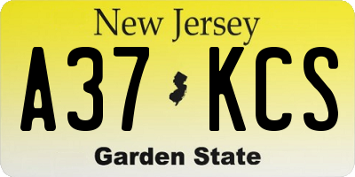 NJ license plate A37KCS