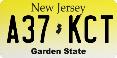 NJ license plate A37KCT