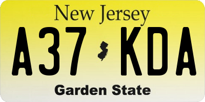 NJ license plate A37KDA