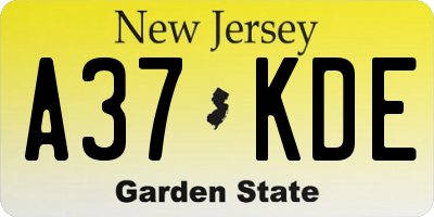NJ license plate A37KDE