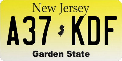 NJ license plate A37KDF