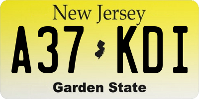 NJ license plate A37KDI