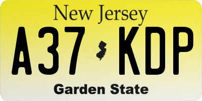 NJ license plate A37KDP