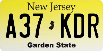 NJ license plate A37KDR