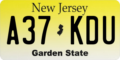 NJ license plate A37KDU