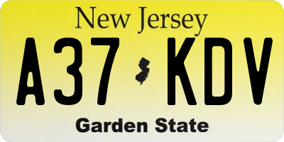 NJ license plate A37KDV