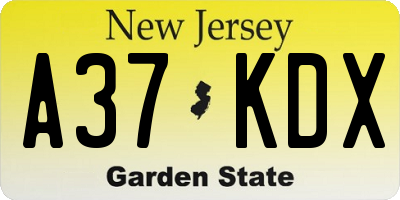 NJ license plate A37KDX