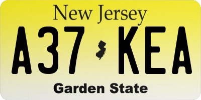 NJ license plate A37KEA