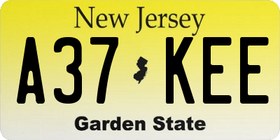 NJ license plate A37KEE