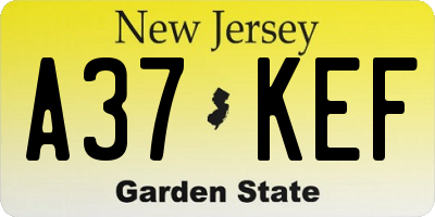 NJ license plate A37KEF