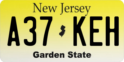 NJ license plate A37KEH