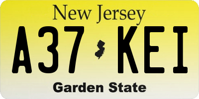 NJ license plate A37KEI