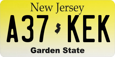 NJ license plate A37KEK