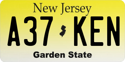 NJ license plate A37KEN