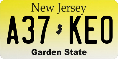 NJ license plate A37KEO