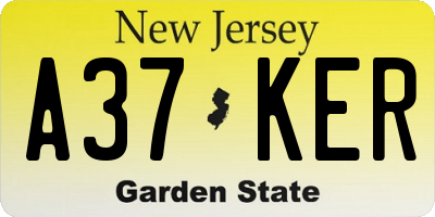 NJ license plate A37KER