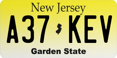 NJ license plate A37KEV