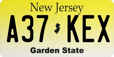 NJ license plate A37KEX