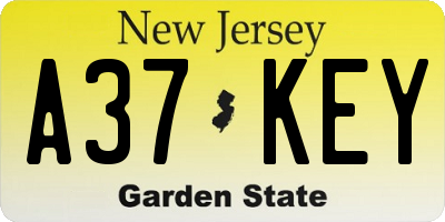 NJ license plate A37KEY