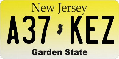 NJ license plate A37KEZ