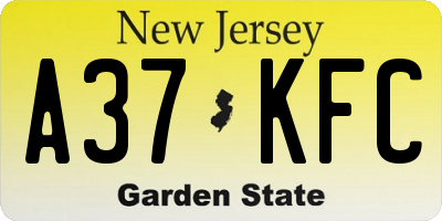 NJ license plate A37KFC