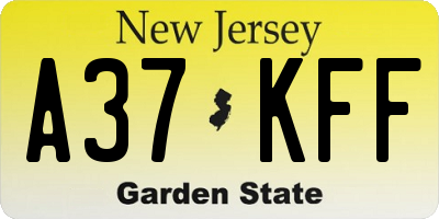 NJ license plate A37KFF