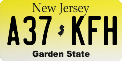 NJ license plate A37KFH