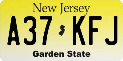 NJ license plate A37KFJ