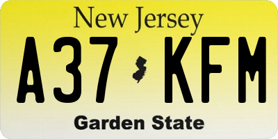 NJ license plate A37KFM