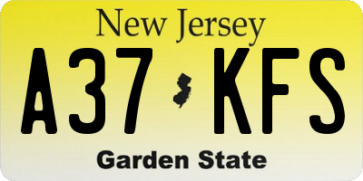NJ license plate A37KFS