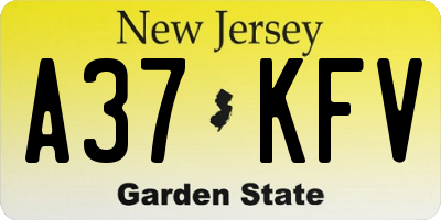 NJ license plate A37KFV