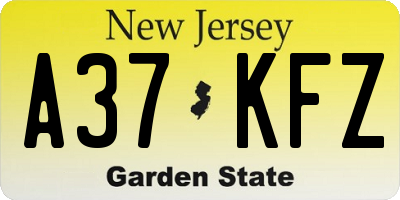 NJ license plate A37KFZ