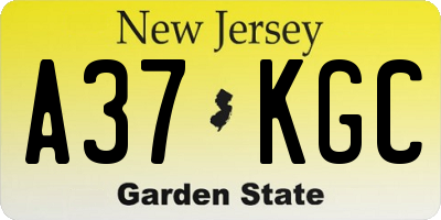 NJ license plate A37KGC