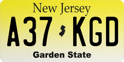 NJ license plate A37KGD